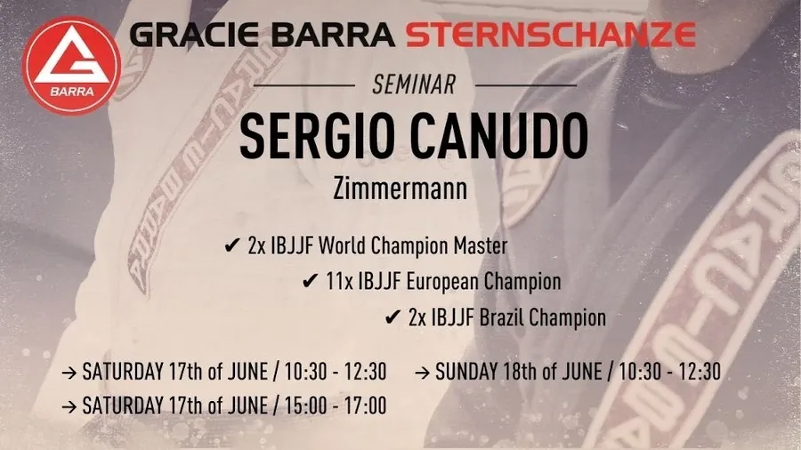 Exciting Announcement: Seminar and Graduation with Sergio Canudo Zimmermann, 2x IBJJF World Champion Master, 11x IBJJF European Champion, and 2x IBJJF Brazil Champion!